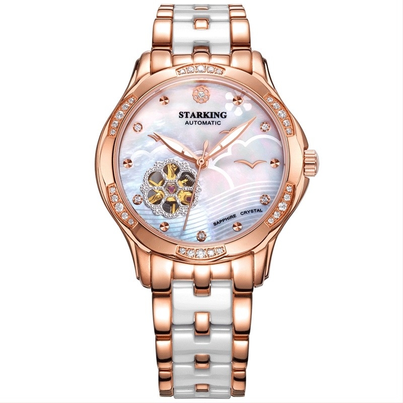 Női mechanikus óra – kerámia szíj, 34 mm-es számlap, 50 m vízállóság, Jingrui 1868 mozgás