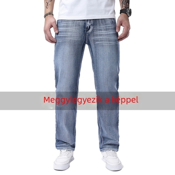 Férfi mid-rise pamut-stretch denim nadrág, prémium minőségű, egyenes szárú, sokoldalú