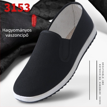 Beijing-stílusú vászon slip-on cipő, uniszex, alacsony felső rész, légáteresztő, ütéscsillapító