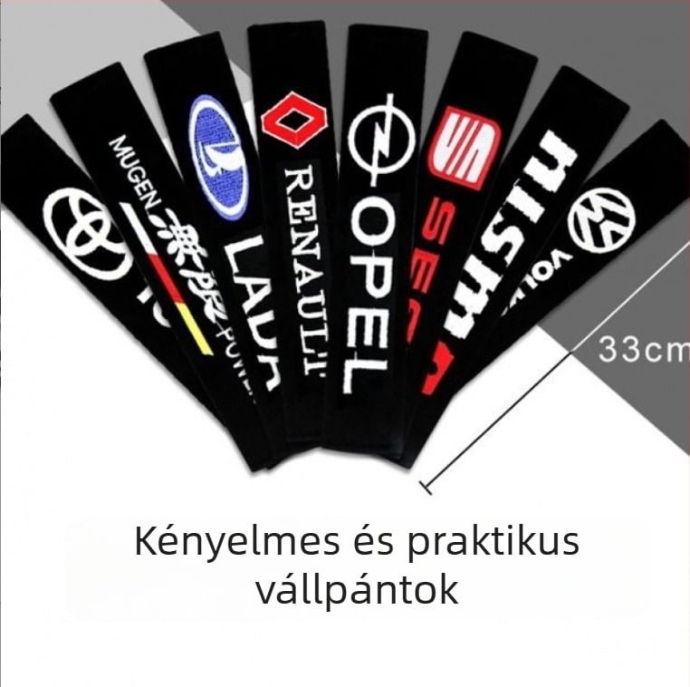 Autóbiztonsági öv vállpárna – hosszított belső dizájn, rendkívül puha és vastag, 100% pamut; súly 50 g; logó nyomtatás elérhető; testreszabható