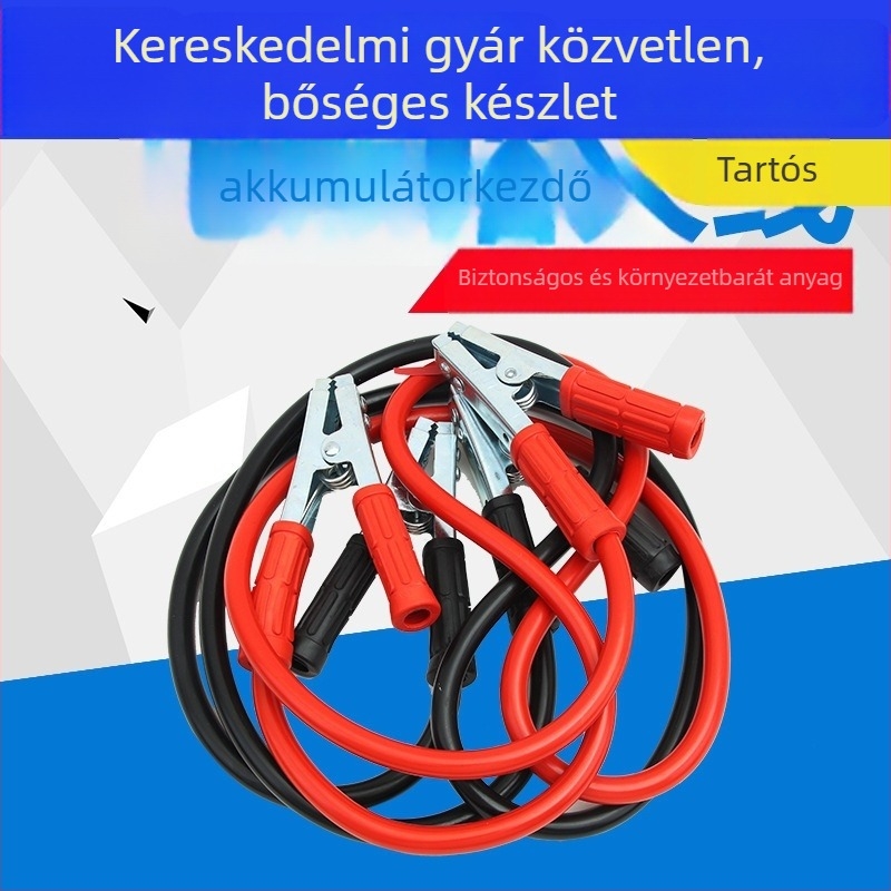 Gépjármű akkumulátorindító kábel, tiszta réz vezetőkkel és strapabíró csipeszekkel, vészhelyzeti energiaellátás, 1000A-ig