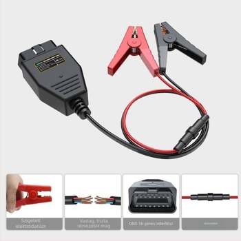 AUTOOL BT-30 Autó OBD Akkumulátor jumper kábel ECU vészenergiaellátással, 12V, OBDII szabvány, univerzális