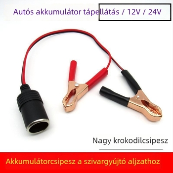 20A krokodilcsipesz a szivargyújtó női csatlakozójához – autóakkumulátor konverziós kábel