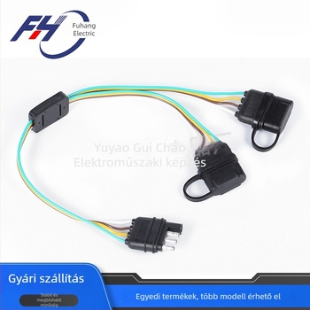 4-vezetékes autóvillamossági kábelköteg 1-2 csatlakozóval a lámpa tápellátásához