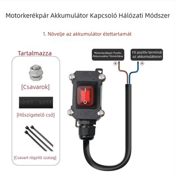 Akkumulátor-lekapcsoló, vízálló, egypólusú, kettőhengeres vízhűtésű motorkerékpárokhoz