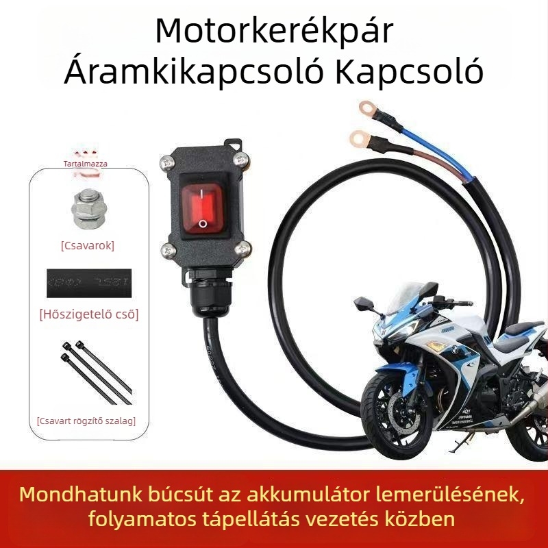 Akkumulátor-lekapcsoló, vízálló, egypólusú, kettőhengeres vízhűtésű motorkerékpárokhoz