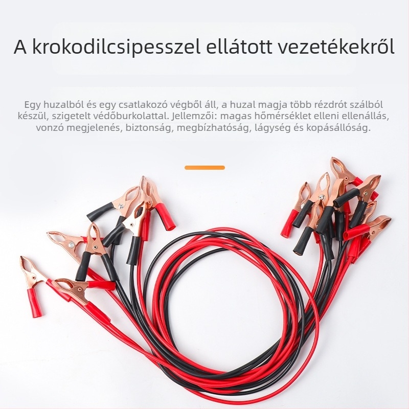 Rézmagos krokodilcsipesz vezeték gumírozott burkolattal, diákok fizika- és elektromos kísérleteihez