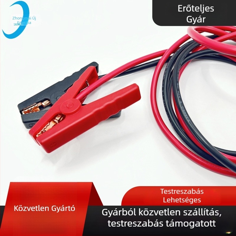 Autóelektronikához készült aligátor klipszes csatlakozó kábel, réz érintkezők, szilikon izoláció, nagyáramú, AC/DC interfész
