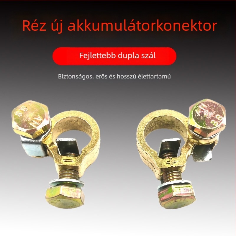 Akkumulátor-kapocs tiszta rézből, vastagított kivitelben, autókhoz és teherautókhoz