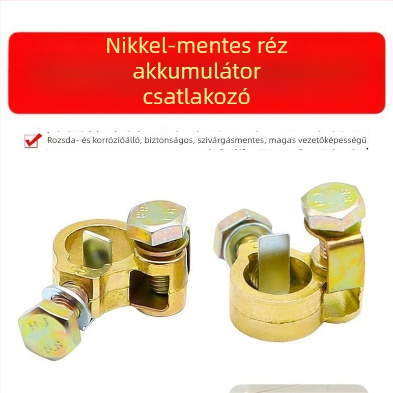 Akkumulátor-kapocs tiszta rézből, vastagított kivitelben, autókhoz és teherautókhoz