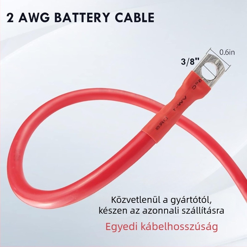 Univerzális 2 AWG akkumulátor-kábel terminálokkal, mindkét végén csatlakozókkal, testre szabható akkumulátor-inverter