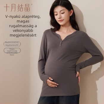 October Crystal kismama felső V-nyakú alapréteg, őszi–téli melegen tartó, szülés utáni viselet