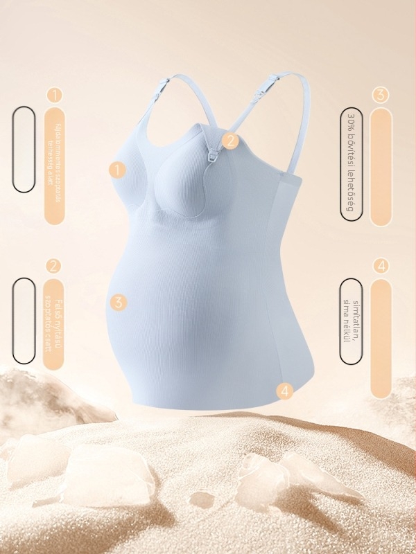 Szoptatós topp vállpántos, kismama- és szülés utáni viseletre, Nylon–poliszter keverék, Geometriai minta, Gyűrött textúra, Tavasz–Nyár 2025