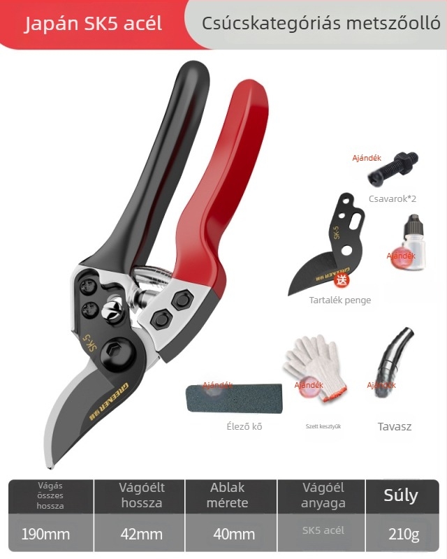 SK5-ös acél gyümölcsfa metszőolló – kertre használható