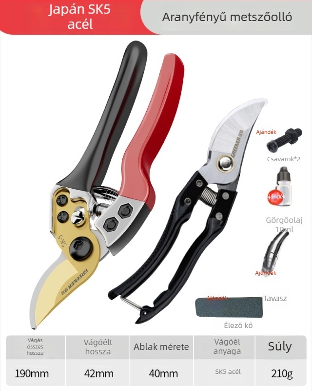 SK5-ös acél gyümölcsfa metszőolló – kertre használható