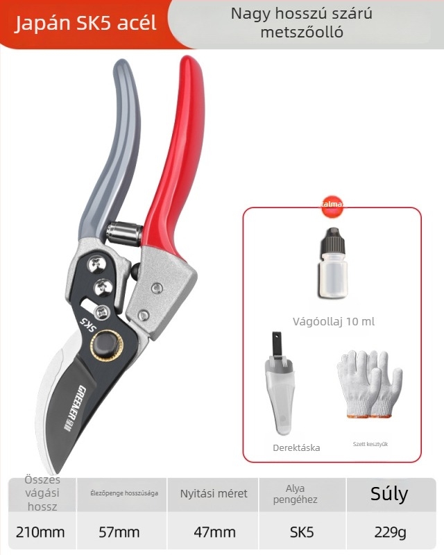 SK5-ös acél gyümölcsfa metszőolló – kertre használható