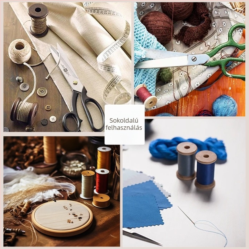 Fából készült fonaltekercselő és orsó, kézzel készített DIY varrós kiegészítő retro stílusban