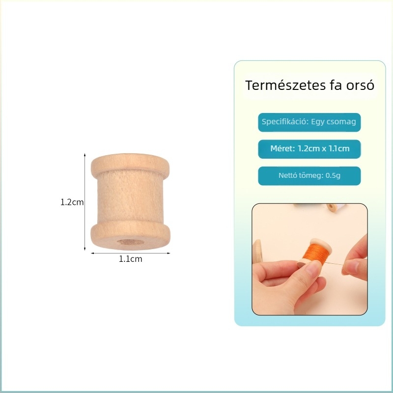 Fából készült fonaltekercselő és orsó, kézzel készített DIY varrós kiegészítő retro stílusban