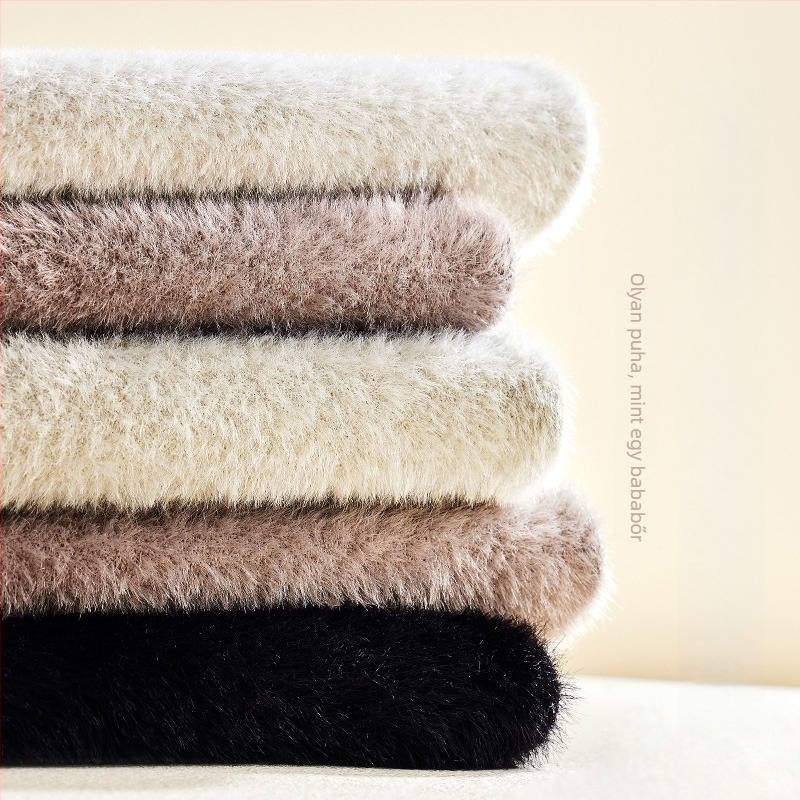 Uniszex gyapjú nadrág fleece-béléssel téli meleg, magas derék, karcsú szabás, velúr kötött