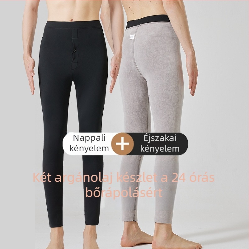 Férfi nylon nadrág fleece béléssel, szélálló kivitel, térdvédővel, testformázó funkcióval, dupla rétegű melegséggel