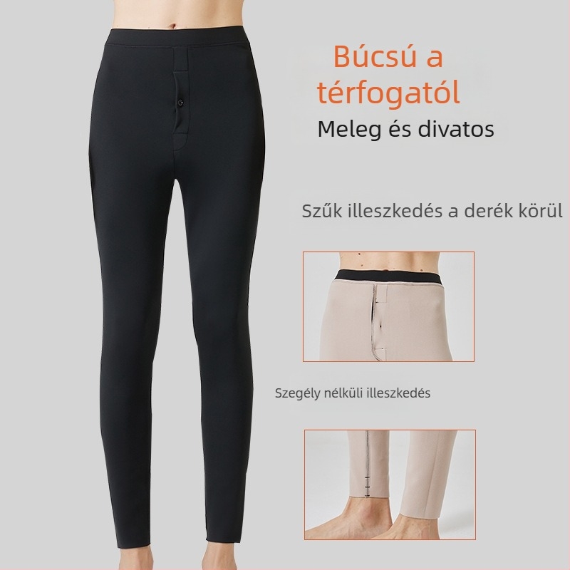 Férfi nylon nadrág fleece béléssel, szélálló kivitel, térdvédővel, testformázó funkcióval, dupla rétegű melegséggel