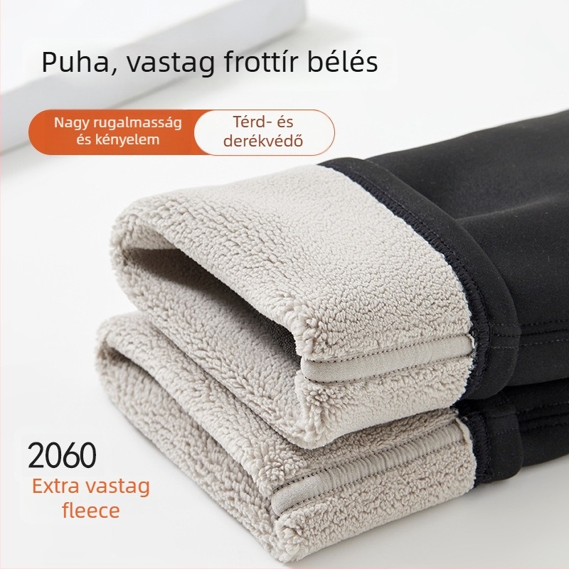 Férfi nylon nadrág fleece béléssel, szélálló kivitel, térdvédővel, testformázó funkcióval, dupla rétegű melegséggel
