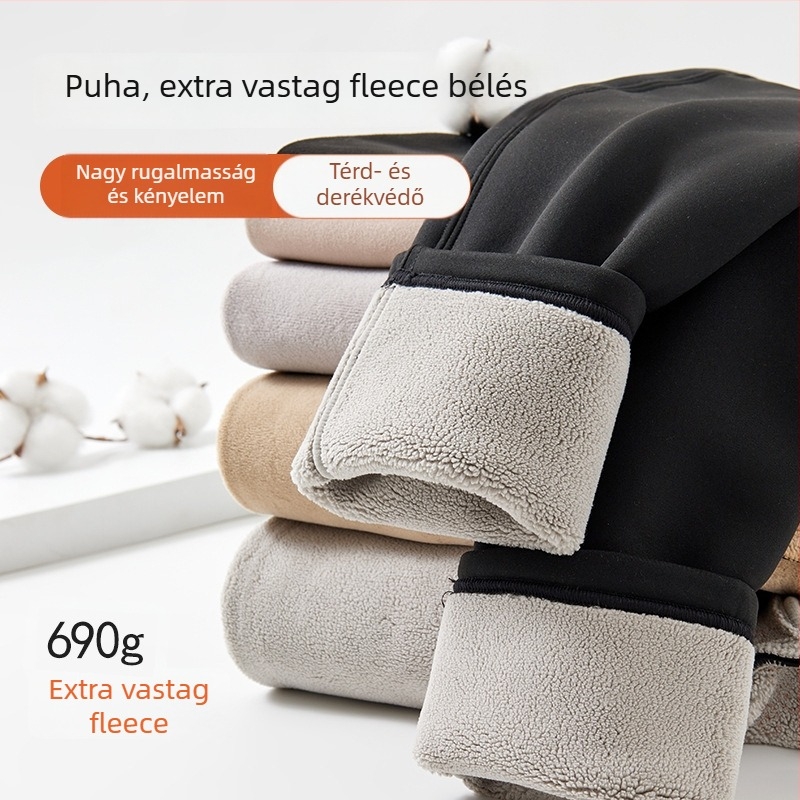 Férfi nylon nadrág fleece béléssel, szélálló kivitel, térdvédővel, testformázó funkcióval, dupla rétegű melegséggel