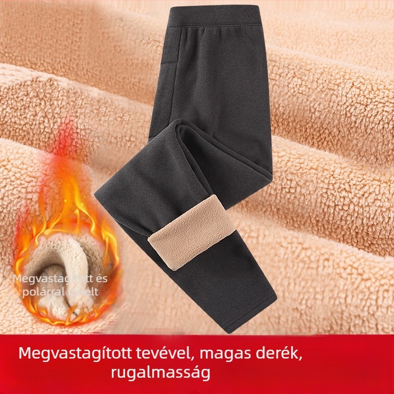Férfi téli vastag fleece-béléses termo nadrág, deréktámasz és térdvédő
