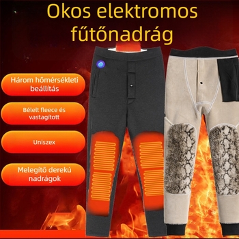 Elektronikus fűtésű férfi nadrágok, varrat nélküli, dupla rétegű viszkóz anyagból, velúr béllyel, extra vastag