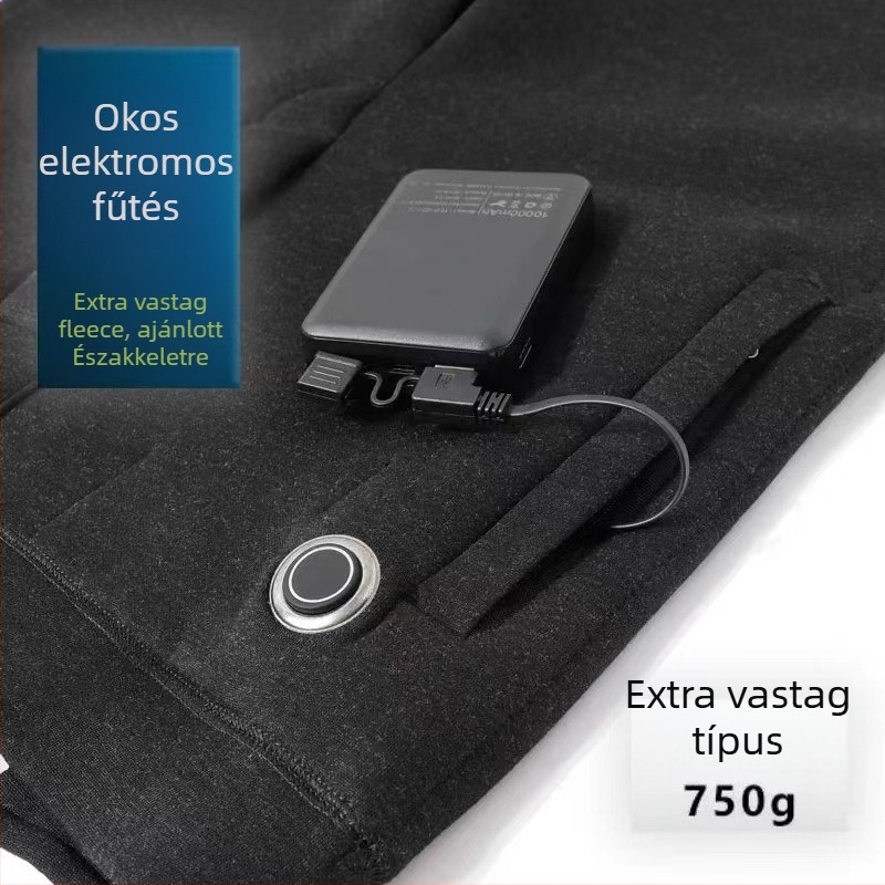 Elektronikus fűtésű férfi nadrágok, varrat nélküli, dupla rétegű viszkóz anyagból, velúr béllyel, extra vastag