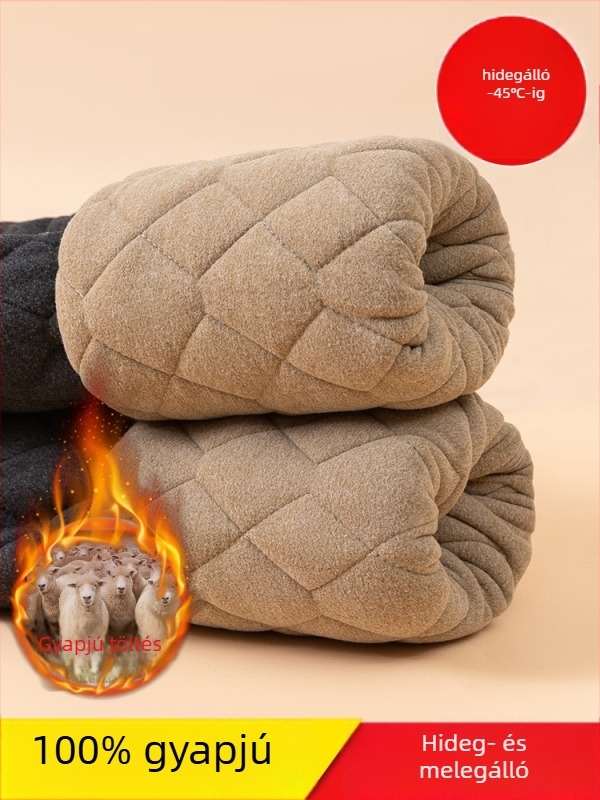 Férfi meleg nadrág fleece béléssel, magas derekú, szoros szabású, vastagított kivitel, töltet: selyem-pamut