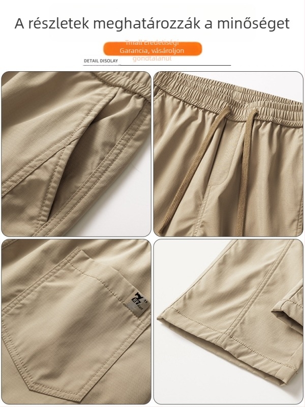Férfi fleece-béléssel rendelkező cargo nadrág téli viselet, egyenes szabású, mindennapi