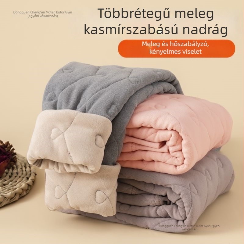 Iskolai egyenruha melegítő nadrág fleece béléssel, vastag egyenes szabás, selyem-pamut töltet, műbőr anyag