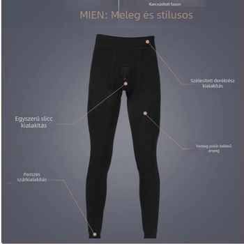 Férfi pamut termikus leggings fleece béléssel, extra vastag, 9/10 hosszú, őszi-téli meleg