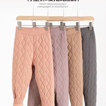 Gyerekeknek készített fleece-bevonatú téli nadrág, egyenes szabású, egyszínű, vastag, töltet: selyem-pamut, 2025 tavasz