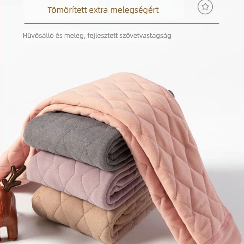 Gyerekeknek készített fleece-bevonatú téli nadrág, egyenes szabású, egyszínű, vastag, töltet: selyem-pamut, 2025 tavasz