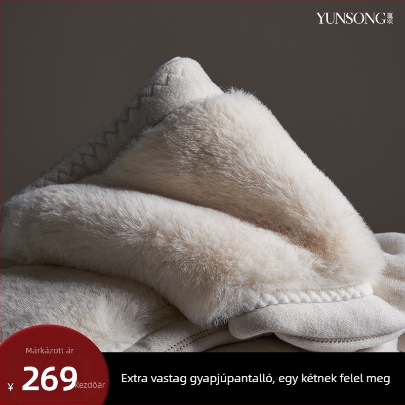 Uniszex téli nadrág vastag fleece-béléssel, gyapjú–kaszír melegen