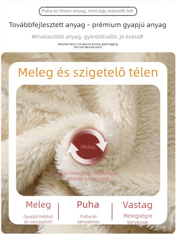 Női széles lábú nadrág báránygyapjú fleece anyagból, off-white színben, őszi-téli 2026 modell, extrán vastag fleece béléssel
