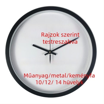 Személyre szabott falióra nyomtatott logóval, analóg kijelző, kvarc működés, akkumulátoros ellátás, kör alakú műanyag tokozás