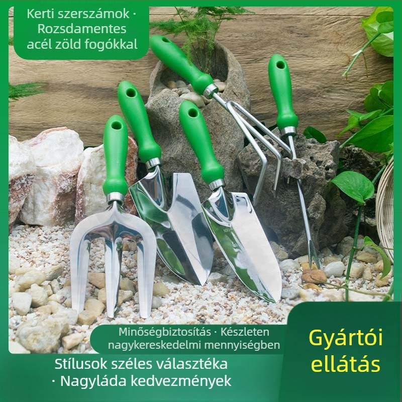 Öt darabos rozsdamentes acél kertészeti szerszámkészlet | PP + Oxford anyaggal | kerti és tengerparti használatra