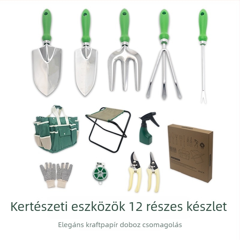 Öt darabos rozsdamentes acél kertészeti szerszámkészlet | PP + Oxford anyaggal | kerti és tengerparti használatra