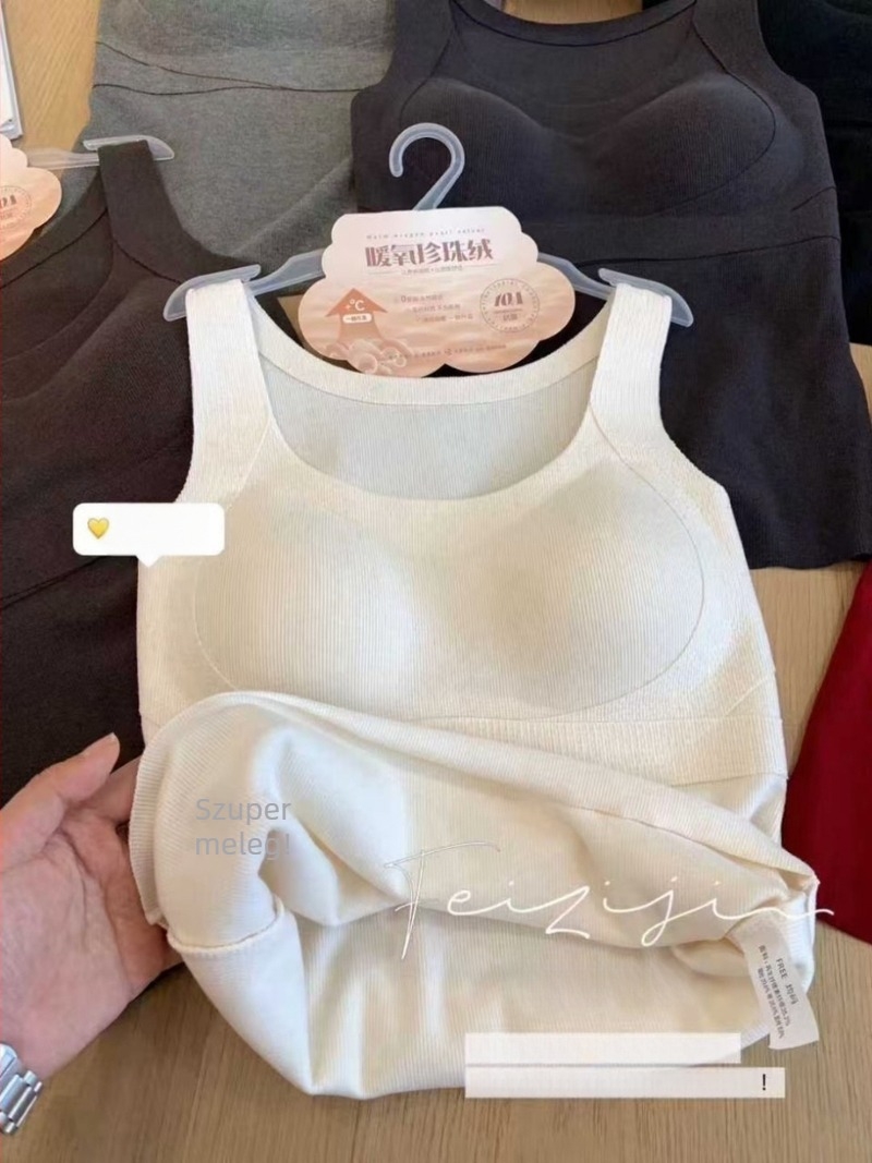 Pamut termikus mellény beépített melltartóval és mellkas párnákkal, 201–250 g/m², bársony belső