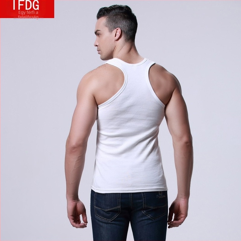 I-alakú mellény, 100% pamut, Slim Fit, kerek nyak, nyár