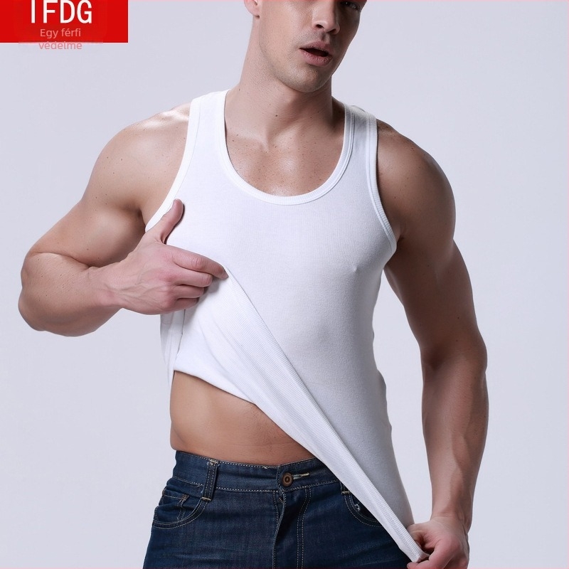 I-alakú mellény, 100% pamut, Slim Fit, kerek nyak, nyár
