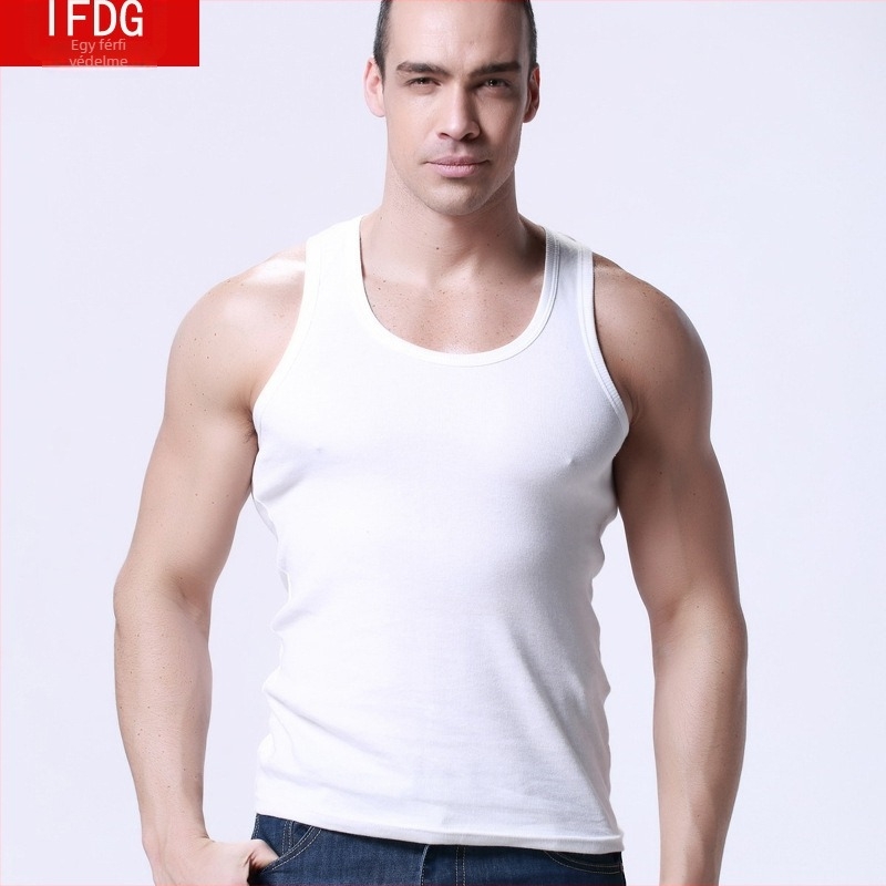 I-alakú mellény, 100% pamut, Slim Fit, kerek nyak, nyár