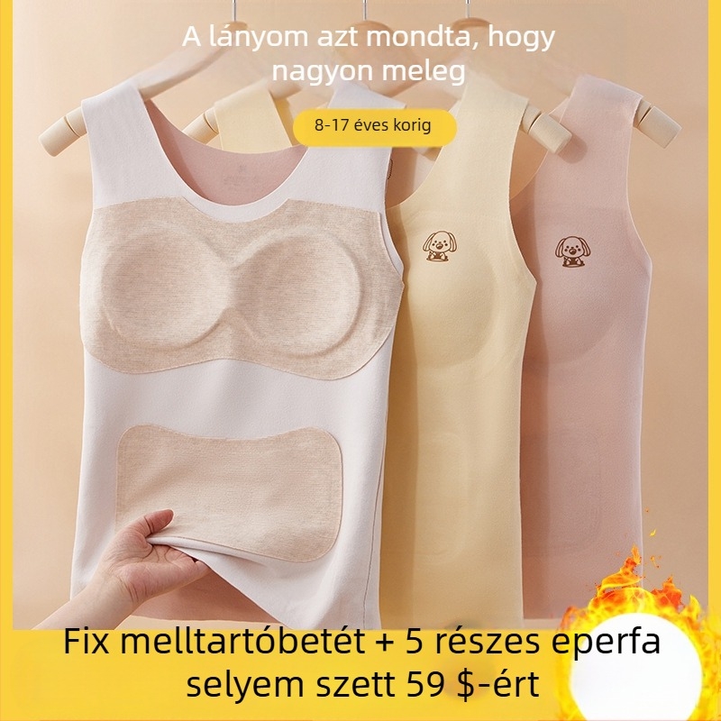 Derong fleece-öltözetes meleg mellény tinédzser lányoknak, pulóver-stílusú, kerek nyakú, kétszintes, poliészter, egyszínű vagy anime mintával