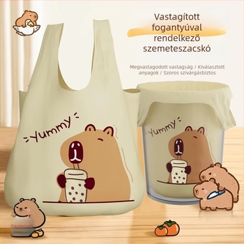 Háztartási szemeteszsákok karikatúra kapibara mintával, nagy kapacitás, nyomtatott logó, egyedi méret választható