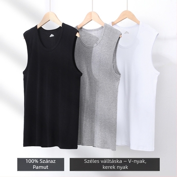 Férfi széles vállú pamut top, V-nyakú, 100% pamut, laza szabás, szöveti tömeg 161–180 g/m2, négy évszakos viselet