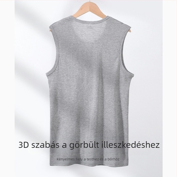 Férfi széles vállú pamut top, V-nyakú, 100% pamut, laza szabás, szöveti tömeg 161–180 g/m2, négy évszakos viselet