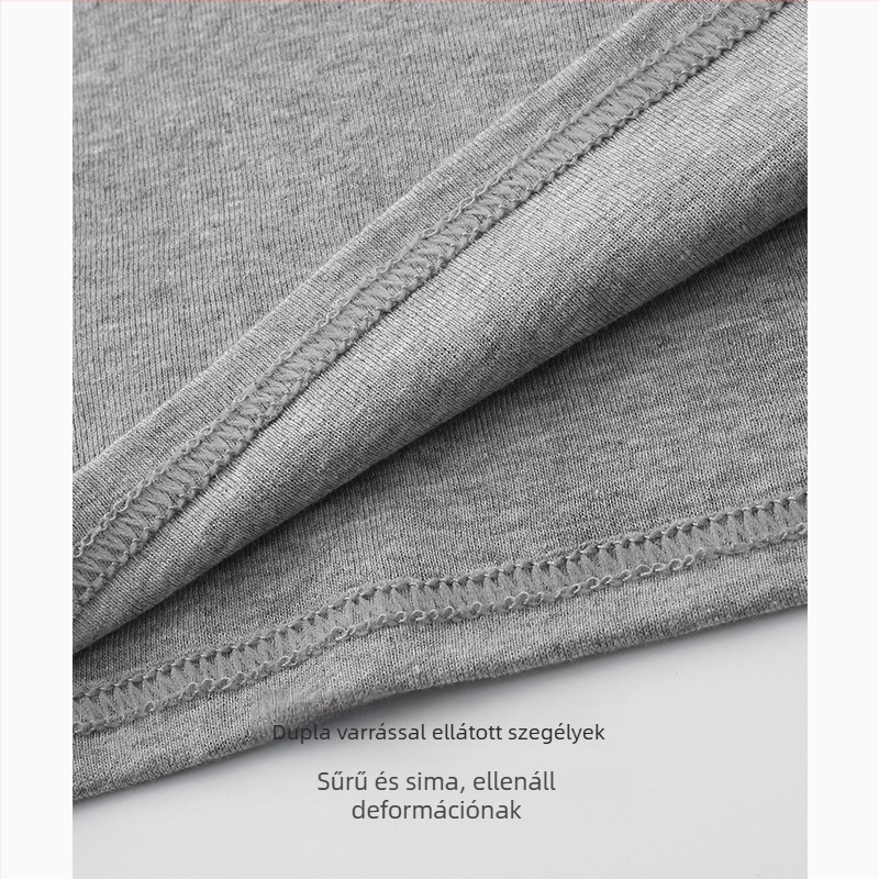 Férfi széles vállú pamut top, V-nyakú, 100% pamut, laza szabás, szöveti tömeg 161–180 g/m2, négy évszakos viselet